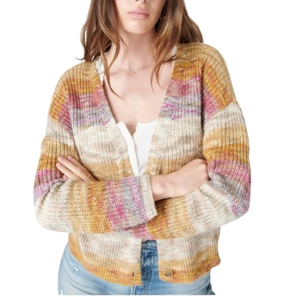 Lucky Brand V-Neck Ombre Button Front Cardigan Size Small - Picture 1 of 16